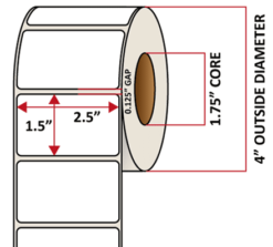 Premium Inkjet Matte Synthetic (DRUM) Labels - 2.5'' x 1.5''