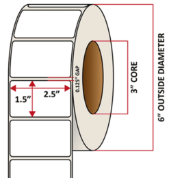 Premium Inkjet Matte Synthetic (DRUM) Labels - 2.5'' x 1.5''