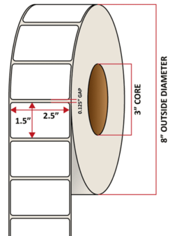 Premium Inkjet Gloss Paper Labels - 2.5'' x 1.5''