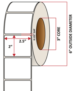 Premium Inkjet Matte Synthetic (DRUM) Labels - 2.5'' x 2.0''