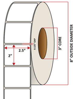 Premium Inkjet Matte Synthetic (DRUM) Labels - 2.5'' x 2.0''