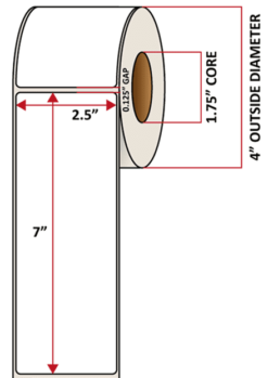 Premium Inkjet Gloss Paper Labels - 2.5'' x 7.0''