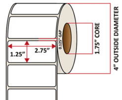 Premium Inkjet Matte Synthetic (DRUM) Labels - 2.75'' x 1.25''