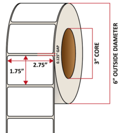 Premium Inkjet Matte Synthetic (DRUM) Labels - 2.75'' x 1.75''