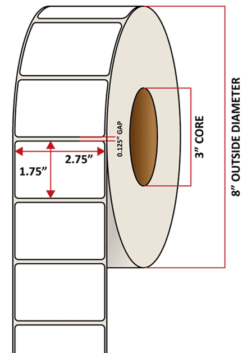 Premium Inkjet Matte Synthetic (DRUM) Labels - 2.75'' x 1.75''