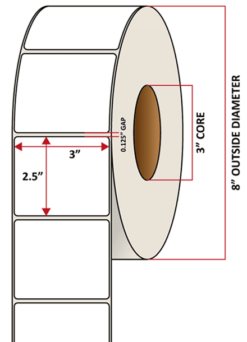 Premium Inkjet Matte Synthetic (DRUM) Labels - 3.0'' x 2.5''