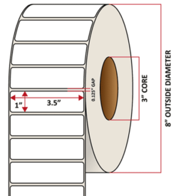 Premium Inkjet Matte Synthetic (DRUM) Labels - 3.5'' x 1.0''