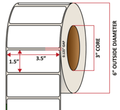 Premium Inkjet Matte Synthetic (DRUM) Labels - 3.5'' x 1.5''