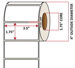 Premium Inkjet Matte Synthetic (DRUM) Labels - 3.5'' x 1.75''