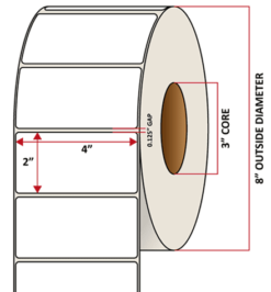 Premium Inkjet Matte Synthetic (DRUM) Labels - 4.0'' x 2.0''