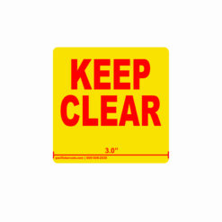 Pacific Barcode´s Flue Space Keep Clear Labels - Red Text on Yellow