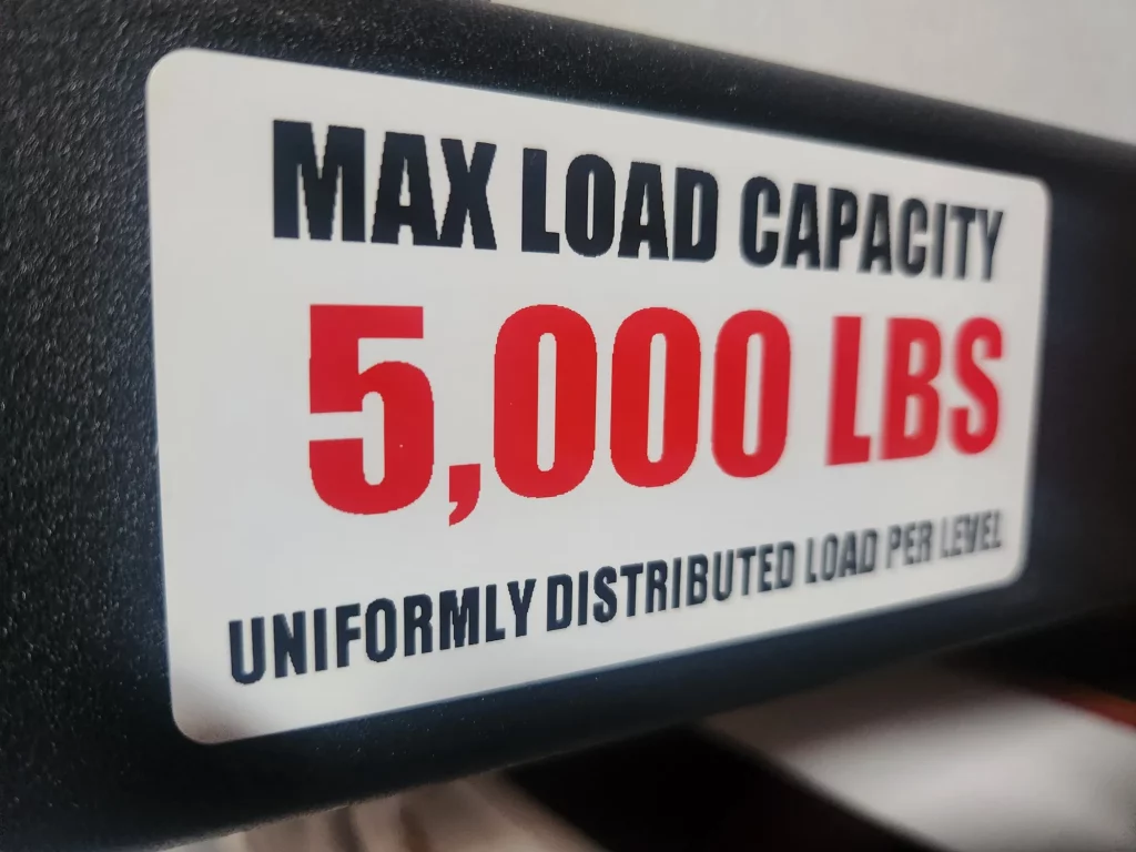 Load Capacity label Installed 2