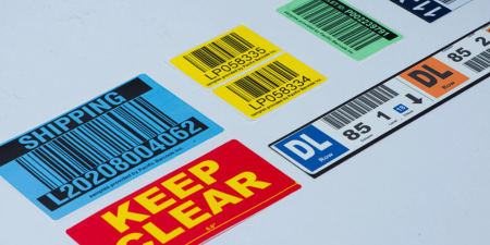 several warehouse labels
