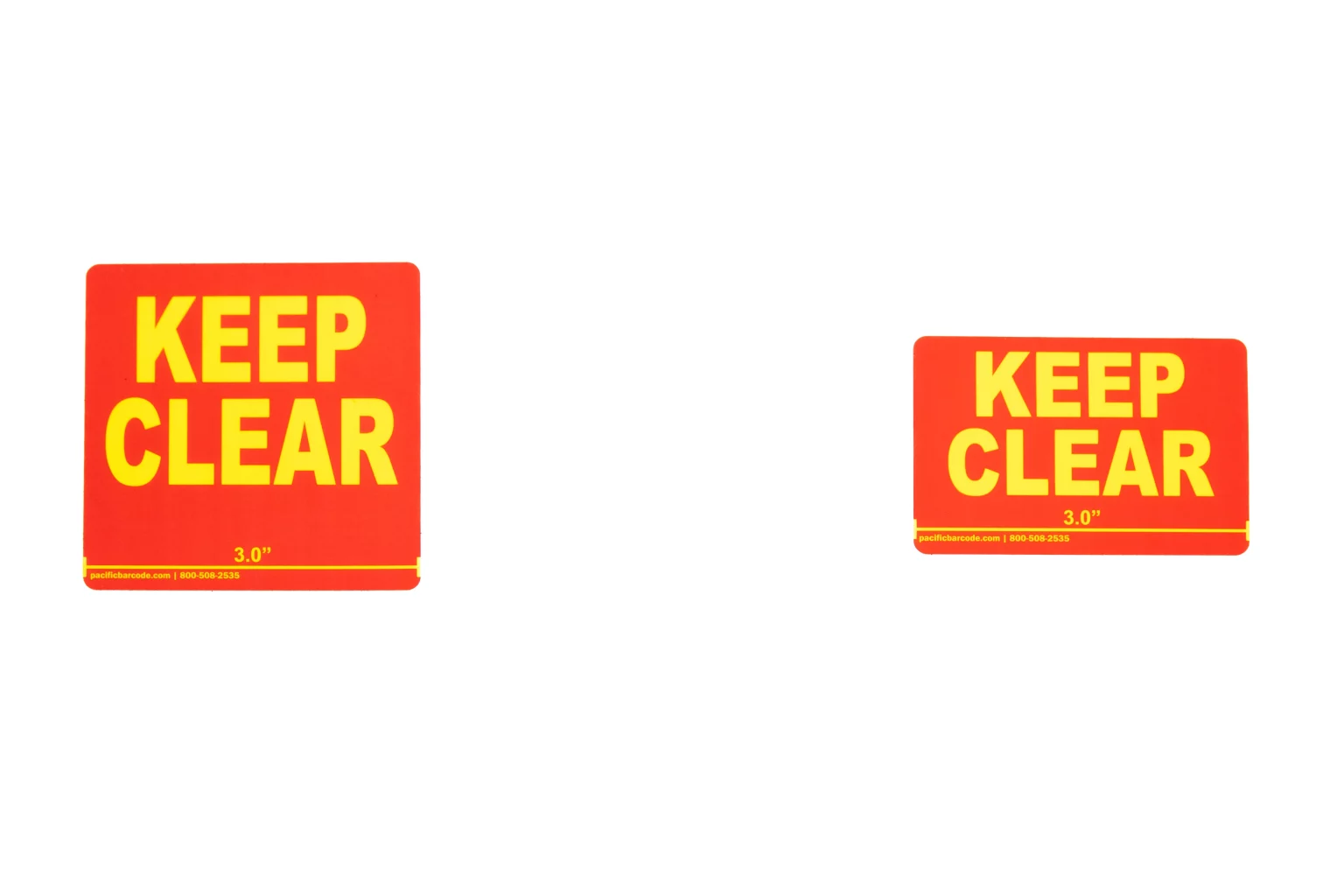 keep clear labels with red background
