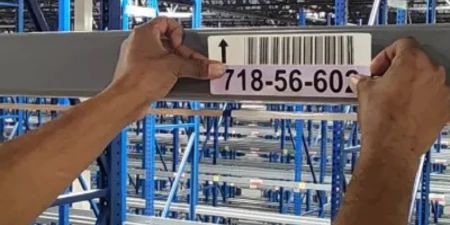 installing a label on a rack