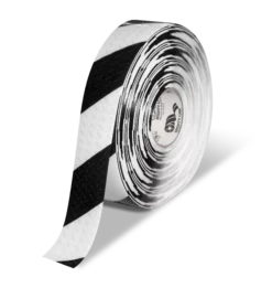Mighty Line 2" Anti-Slip White and Black Diagonal Color Floor Tape - MIGHTY TAC - 100' Roll