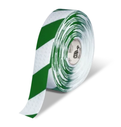 Mighty Line 2" Anti-Slip White and Green Diagonal Color Floor Tape - MIGHTY TAC - 100' Roll