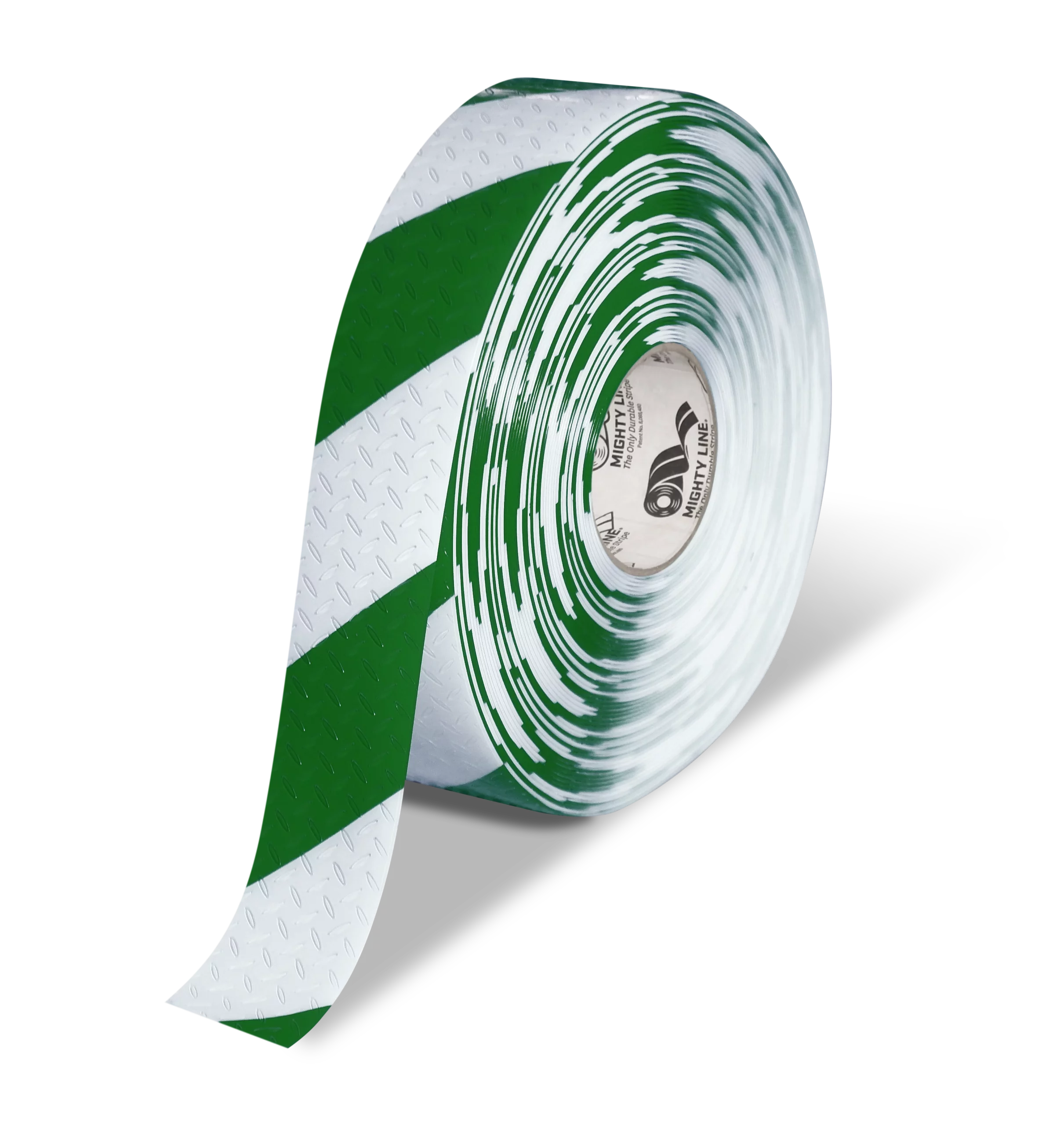 Mighty Line 2" Anti-Slip White and Green Diagonal Color Floor Tape - MIGHTY TAC - 100' Roll