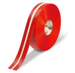 Mighty Line 2" Red Tape with White Center Line, 100' Roll