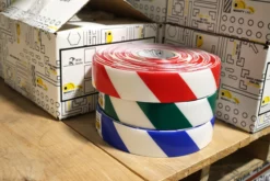 Mighty Line 4" White Tape with Orange Chevrons - 100' Roll