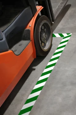 Mighty Line 6" White Tape with Green Chevrons - 100' Roll