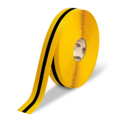 Mighty Line 2" Yellow Tape with Black Center Line - 100' Roll