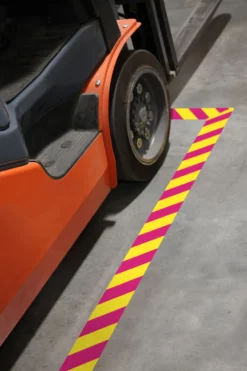 Mighty Line 2" Yellow Tape with Magenta Chevrons - 100' Roll