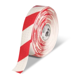 Mighty Line 2" Anti-Slip White and Red Diagonal Color Floor Tape - MIGHTY TAC - 100' Roll