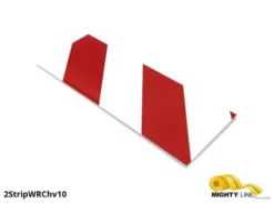 Mighty Line, Red and White Hazard, 2" by 10" Segments, Peel and Stick 10" Strips. 100PK.
