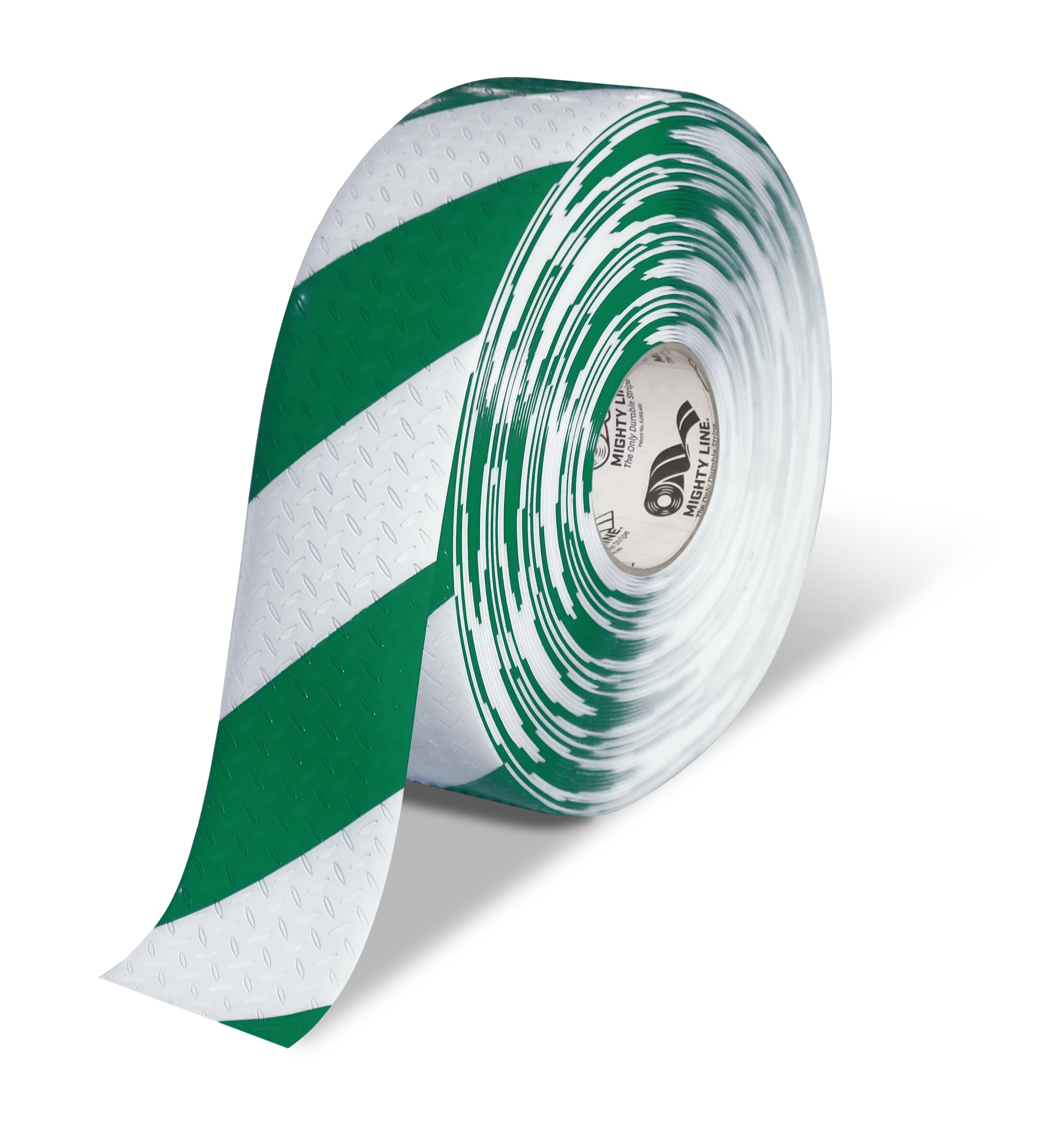 Mighty Line 3" Anti-Slip White and Green Diagonal Color Floor Tape - MIGHTY TAC - 100' Roll