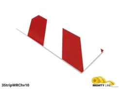Mighty Line, Red and White Hazard, 3" by 10" Segments, Peel and Stick 10" Strips. 100PK.