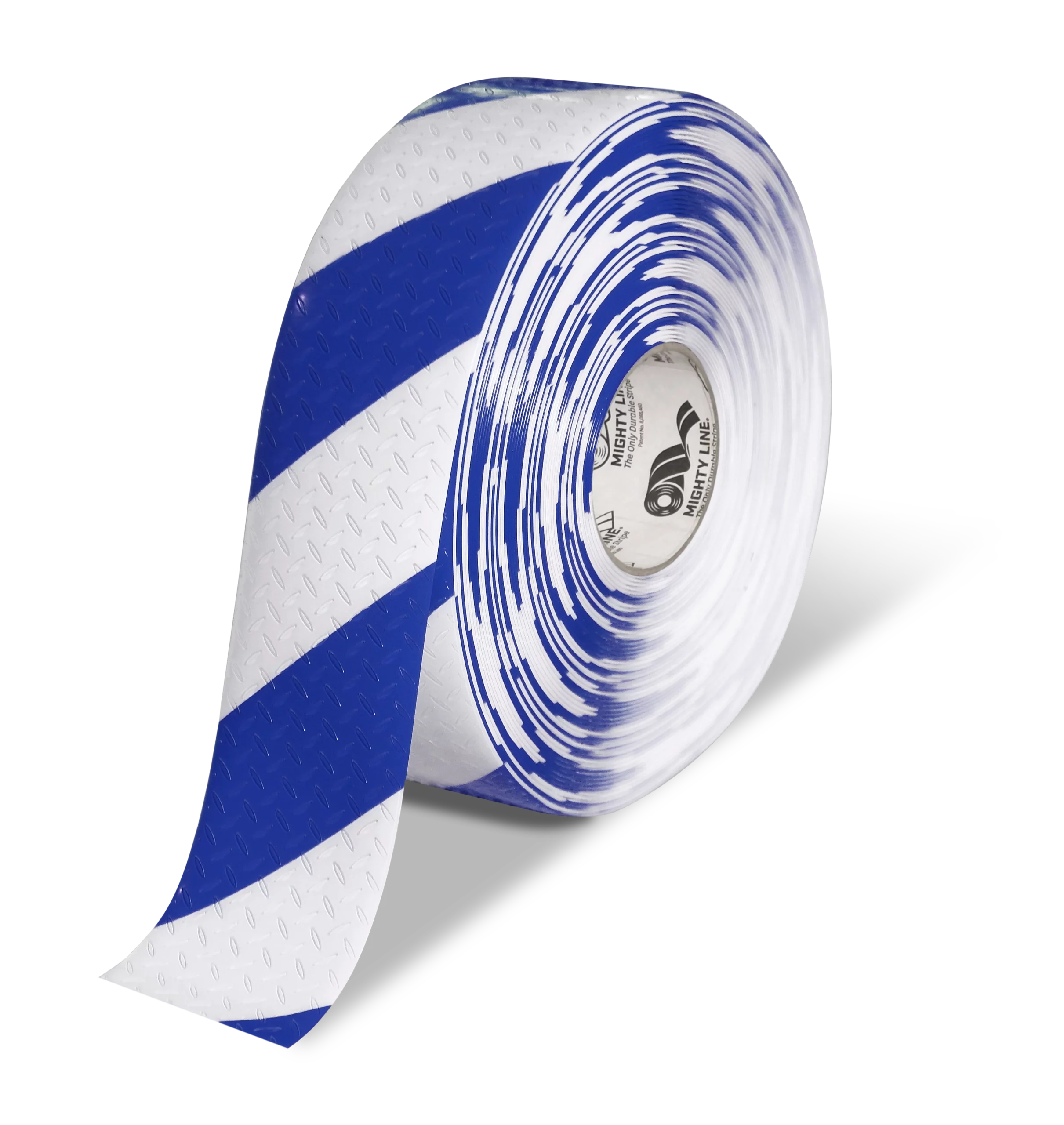 Mighty Line 3" Anti-Slip White and Blue Diagonal Color Floor Tape - MIGHTY TAC - 100' Roll