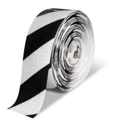 Mighty Line 4" Anti-Slip White and Black Diagonal Color Floor Tape - MIGHTY TAC - 100' Roll