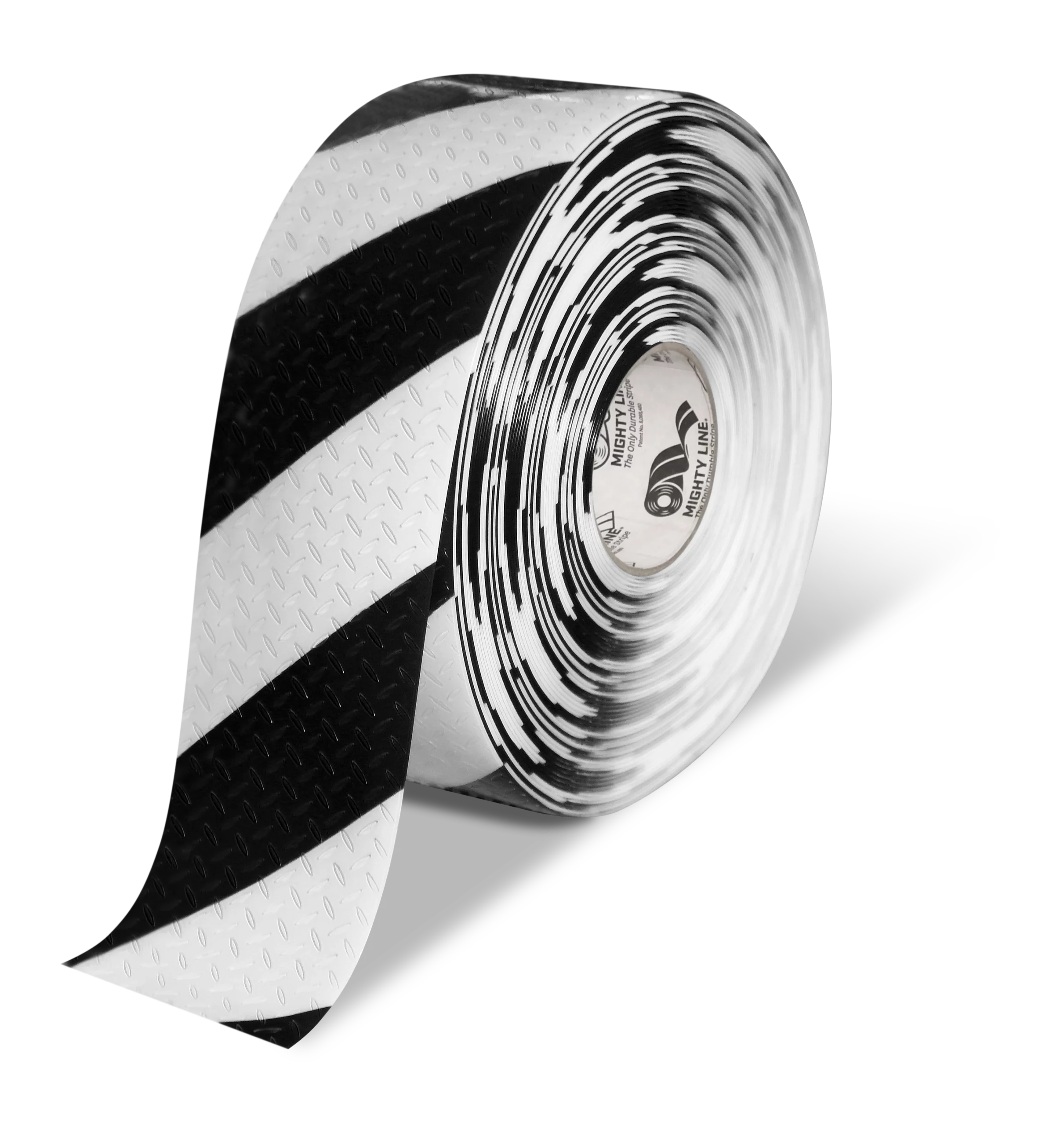 Mighty Line 4" Anti-Slip White and Black Diagonal Color Floor Tape - MIGHTY TAC - 100' Roll