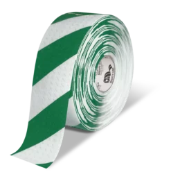 Mighty Line 4" Anti-Slip White and Green Diagonal Color Floor Tape - MIGHTY TAC - 100' Roll