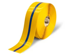 Mighty Line 4" Yellow Tape with Blue Center Line - 100' Roll