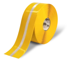 Mighty Line 4" Yellow with Reflective Center Line - 75ft. Roll