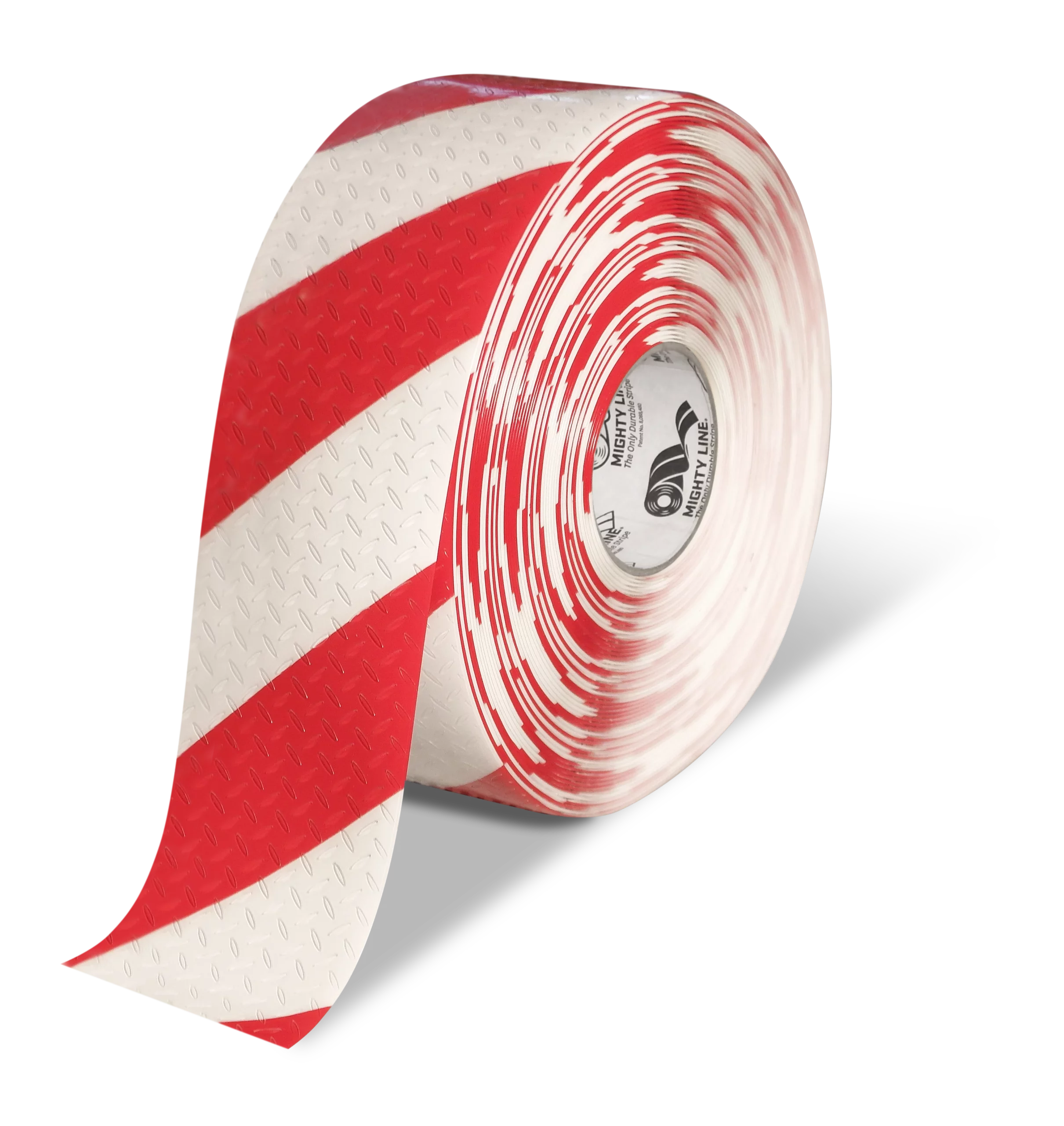 Mighty Line 4" Anti-Slip White and Red Diagonal Color Floor Tape - MIGHTY TAC - 100' Roll