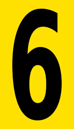 Mighty Line YELLOW Die Cut Location Markers - Number 6 - 4.5"x8" W - Pack of 10