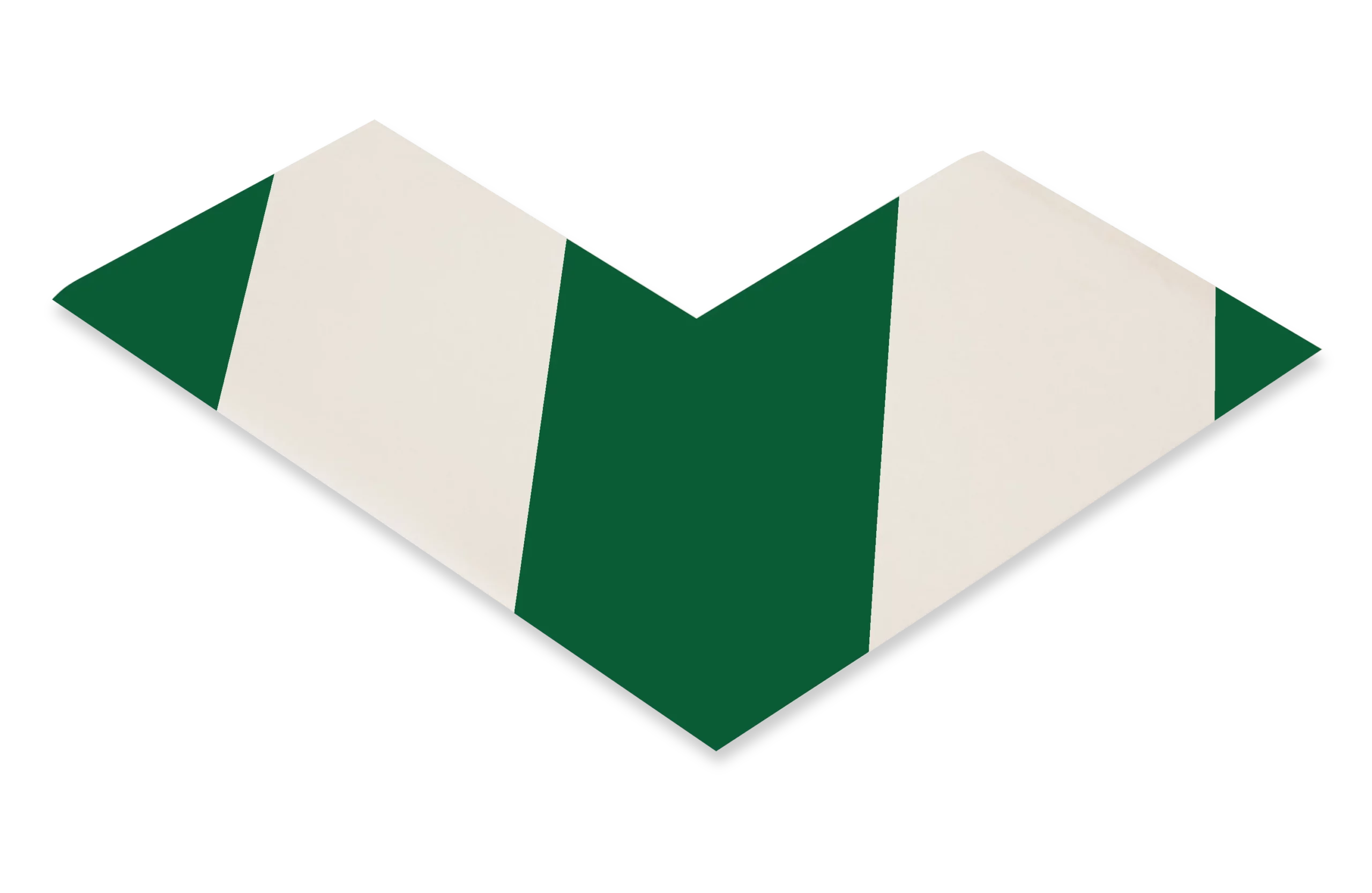 Mighty Line 3" Wide Solid White Angle With Green Chevrons - Pack of 100