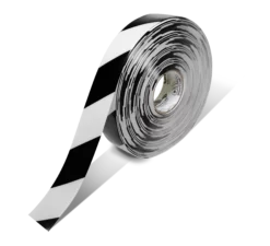 Mighty Line 2" White Tape with Black Chevrons - 100' Roll