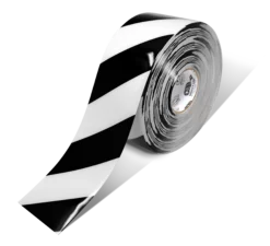 Mighty Line 4" White Tape with Black Chevrons - 100' Roll