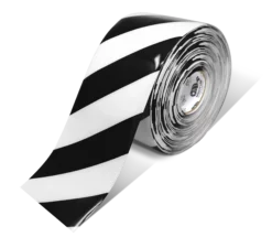 Mighty Line 6" White Tape with Black Chevrons - 100' Roll