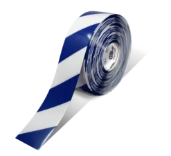 Mighty Line 3" White Tape with Blue Chevrons - 100' Roll