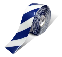 Mighty Line 4" White Tape with Blue Chevrons - 100' Roll