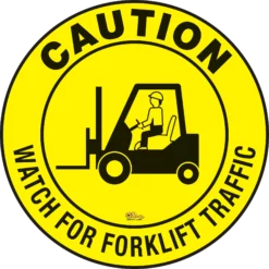 Caution Watch For Forklift Traffic, Mighty Line Floor Sign, Industrial Strength, 12" Wide