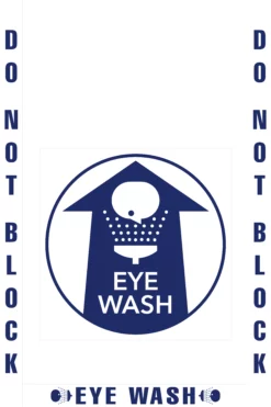 Do Not Block Eye Wash Station Floor Marking, OSHA Compliance Kit. 16" sign, 2" wide tape, 24"x36" Wide Shape.