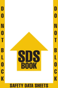 Do Not Block SDS Book Floor Marking, OSHA Compliance Kit. 16" sign, 2" wide tape, 24"x36" W Shape