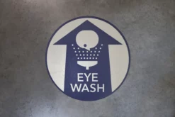Do Not Block Eye Wash Station Floor Marking, OSHA Compliance Kit. 16" sign, 2" wide tape, 24"x36" Wide Shape.