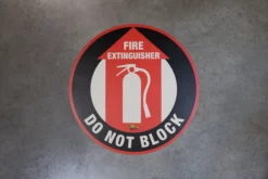 Fire Extinguisher Do Not Block, Mighty Line Floor Sign, Industrial Strength, 12" Wide